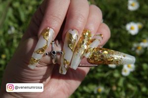 Marble Nails White And Gold