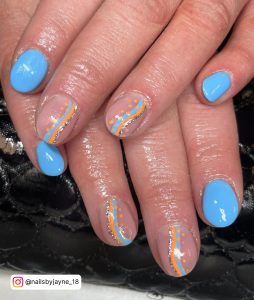 Nail Designs Orange And Blue