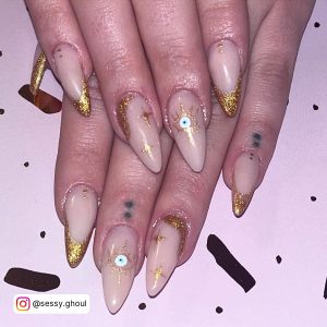 Nails Nude And Gold