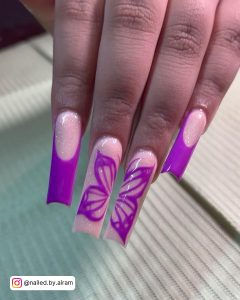 Nails Purple Butterfly