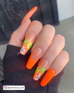 Neon Green And Orange Nails