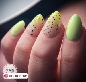 Neon Green And White Ombre Nails