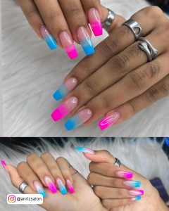 Neon Ombre Nails Coffin