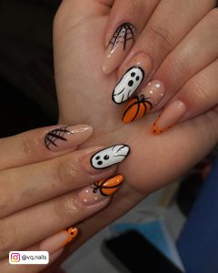 Neon Orange Halloween Nails