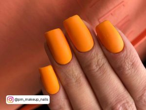 Neon Orange Matte Nails