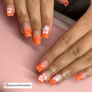 Neon Orange Ombre Nails