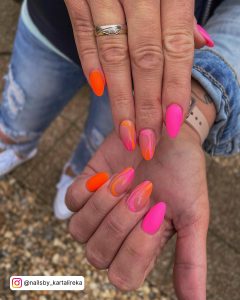 Neon Orange Tip Nails