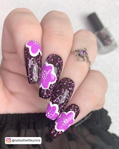 Neon Pink And Purple Ombre Nails