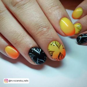 Neon Yellow And Orange Ombre Nails