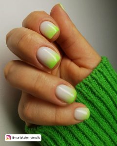 Neon Yellow And White Ombre Nails