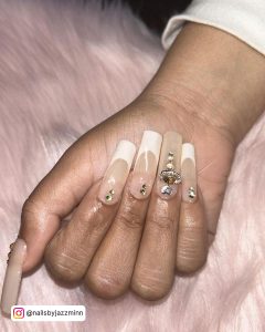 Nude And Black French Nails