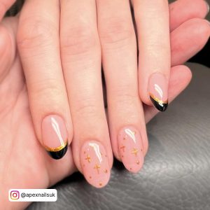 Nude And Gold Acrylic Nails