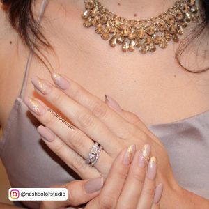 Nude And Gold Nail Ideas