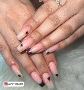 Nude And White Coffin Nails