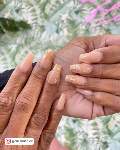 Nude Coffin Shaped Nails