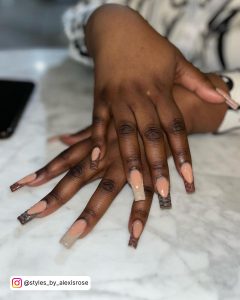 Nude French Tip Coffin Nails