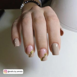 Nude &Amp; Gold Nails