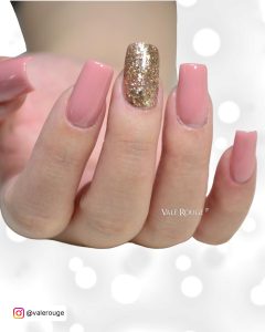 Nude Nails With Gold Accent