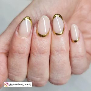 Nude Nails With Gold Accents