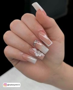 Nude To White Ombre Nails