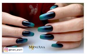 Ombre Blue And Green Nails