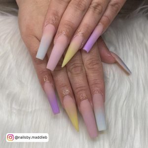 Ombre Blue And Yellow Nails