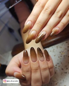 Ombre Brown And White Nails