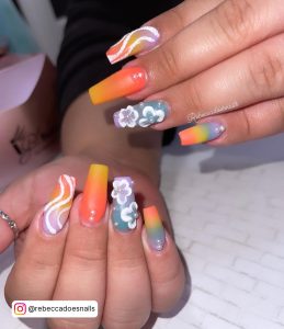 Ombre Nails Different Color On Each Nail