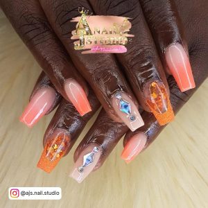 Ombre Nails Pink And Orange