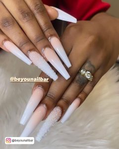Ombre Nude And White Nails
