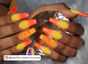 Ombre Orange And Yellow Nails