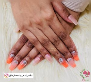 Ombre Pink And Orange Nails