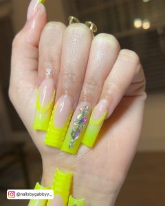 Ombre Pink And Yellow Nails