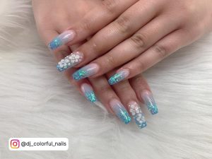Ombre White Sparkle Nails