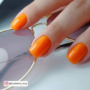 Orange Acrylic Nails Short