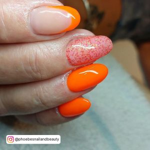 Orange Acrylic Nails Square