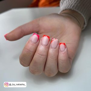 Orange Almond Shape Nails