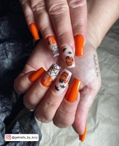 Orange And Black Nails For Halloween