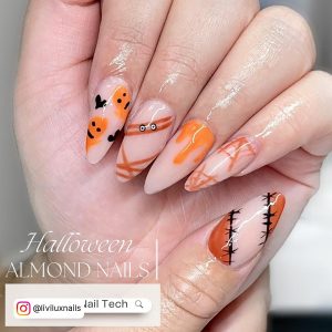 Orange And Black Ombre Halloween Nails