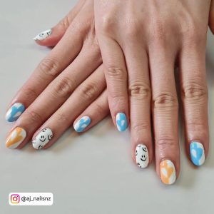 Orange And Blue Gel Nails