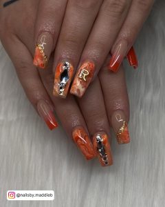 Orange And Blue Ombre Nails