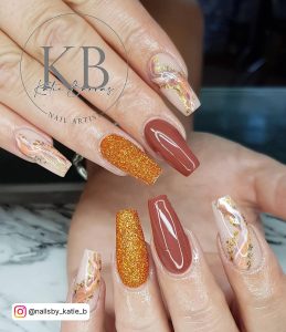 Orange And Brown Nail Designs