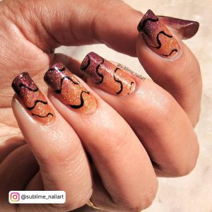 Orange And Brown Ombre Nails