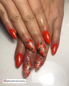 Orange And Gold Fall Nails