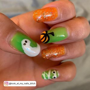 Orange And Green Nails Fall