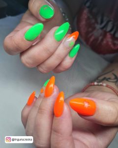 Orange And Green Ombre Nails