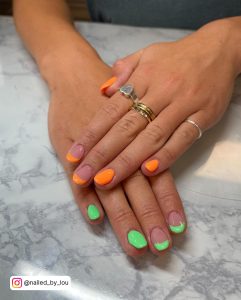 Orange And Lime Green Nails