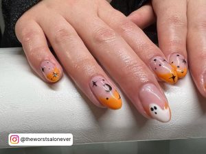 Orange And Purple Halloween Nails