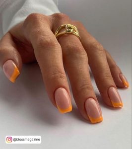 Orange And White Acrylic Nails