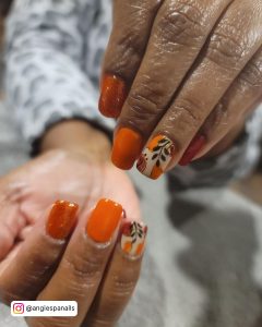 Orange And White Fall Nails